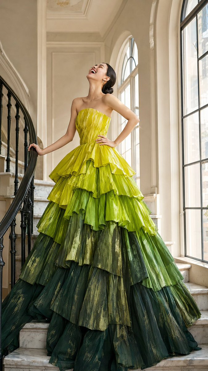 High-Fashion Tiered Ballgown Editorial example 3