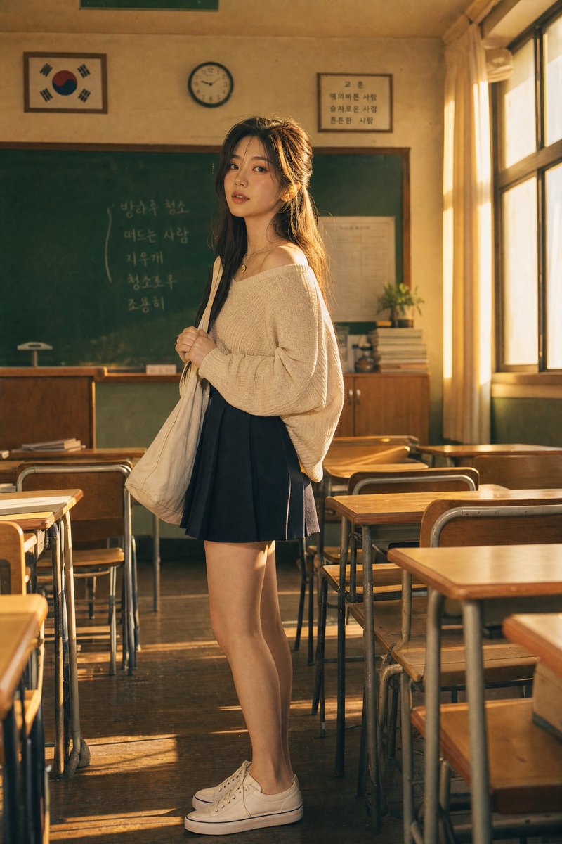 Realistic Korean School Classroom Portrait example 2
