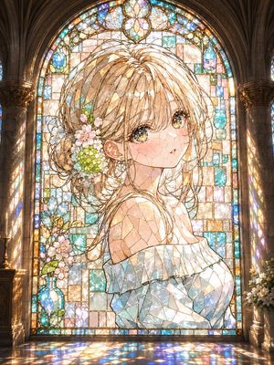 Anime Stained Glass Cathedral Portrait