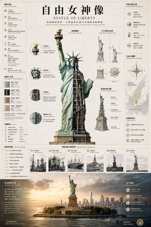 Statue of Liberty Technical Infographic