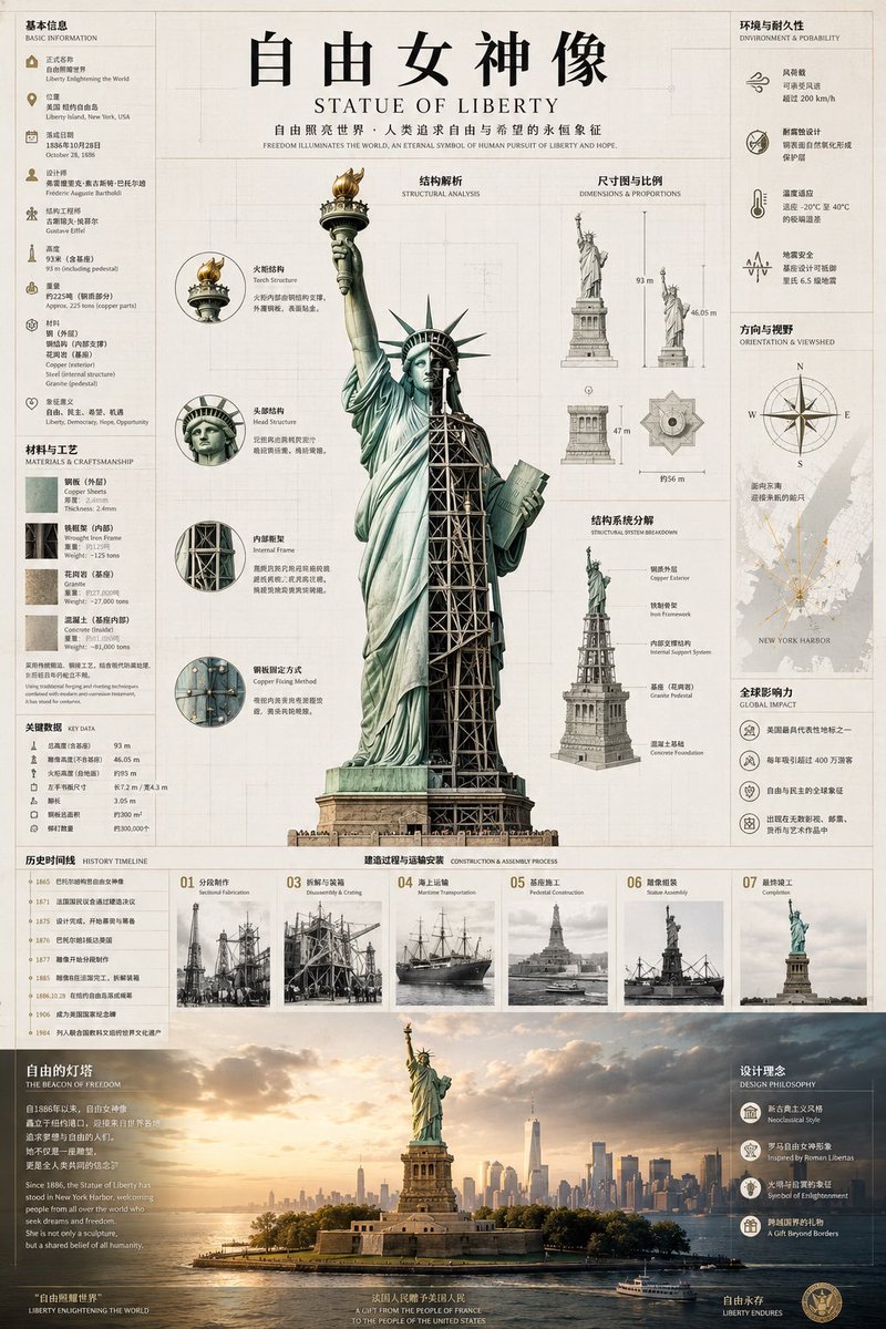 Statue of Liberty Technical Infographic