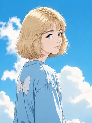 Anime Blonde Under Blue Sky