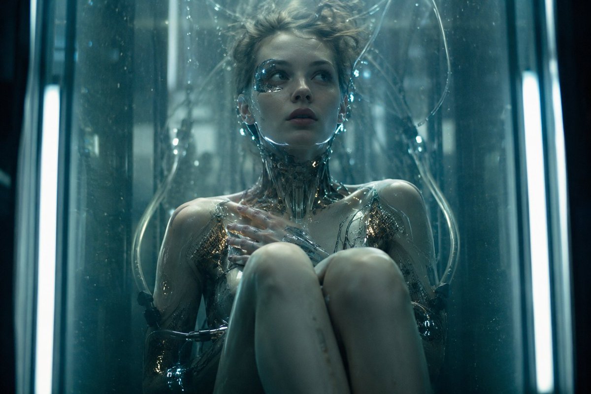 Cybernetic Woman in Cryo Tank example 3