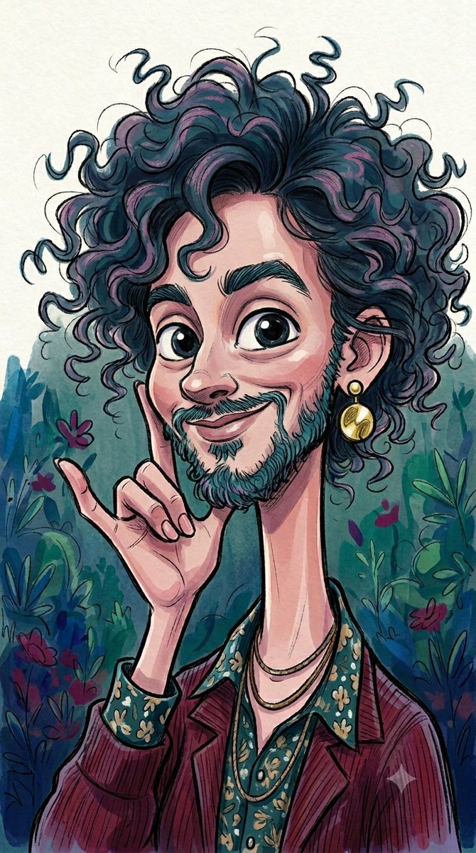 Profile / Avatar - Curly Haired Watercolor Caricature - Image 2