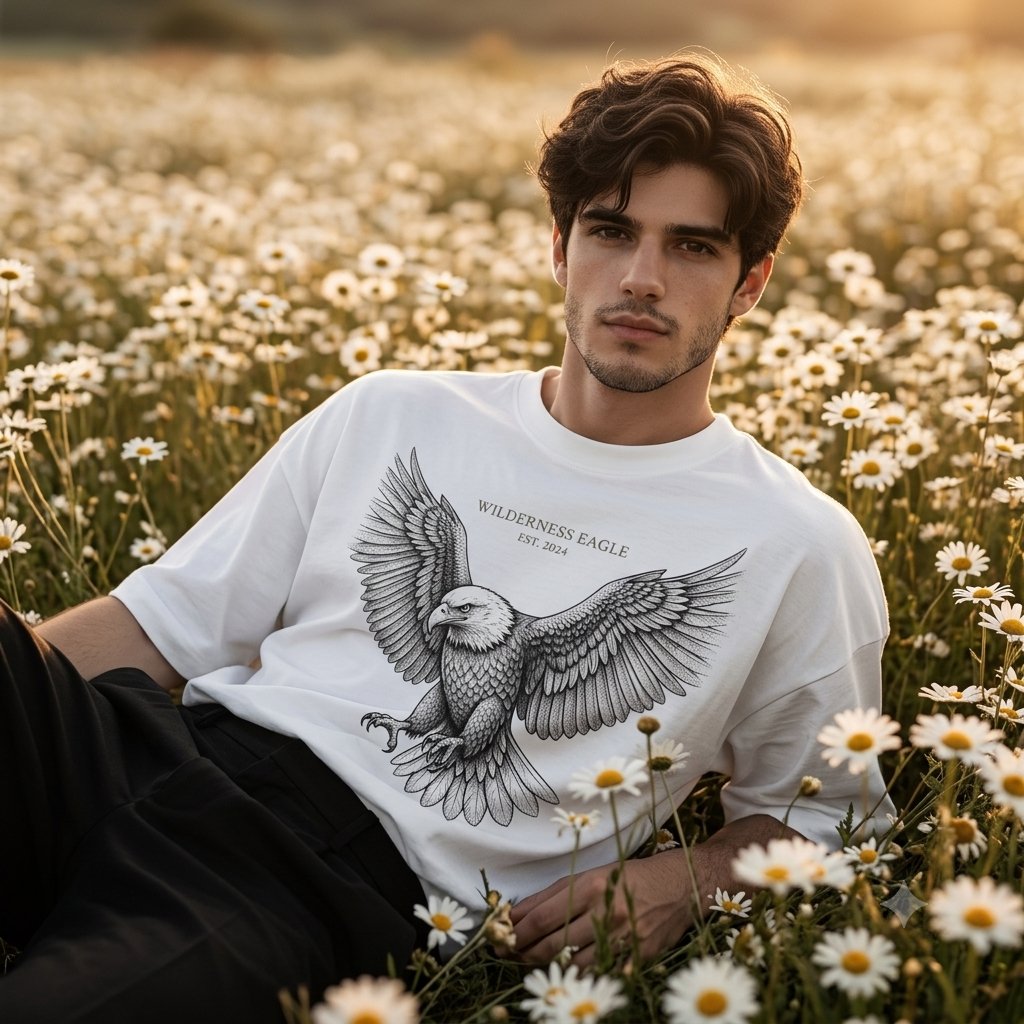 Product Marketing - Male Model Streetwear Campaign in Daisy Field - Image 1