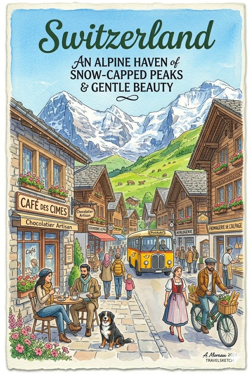 Sample output image for Vintage Watercolor Travel Posters