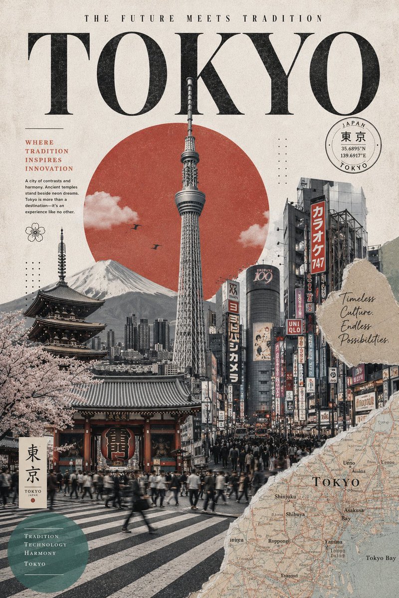 Retro Inspired Travel Collage Poster example 3