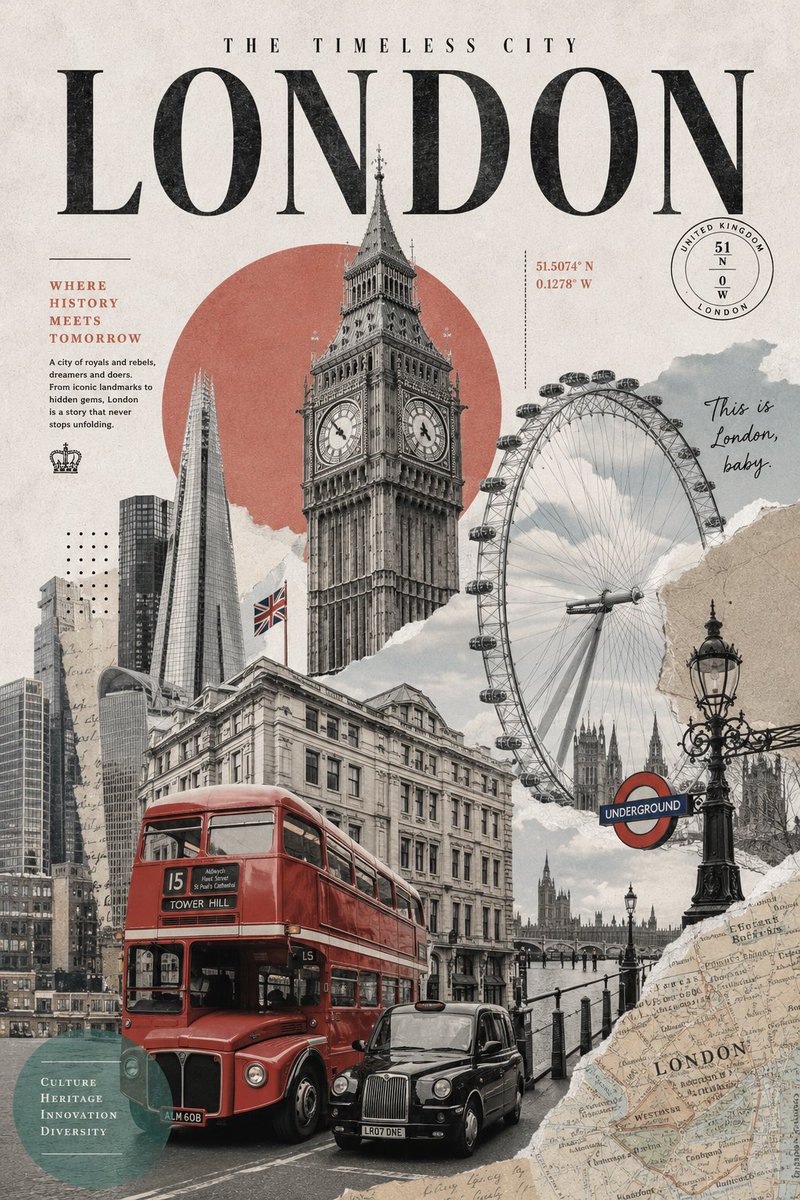 Retro Inspired Travel Collage Poster example 2