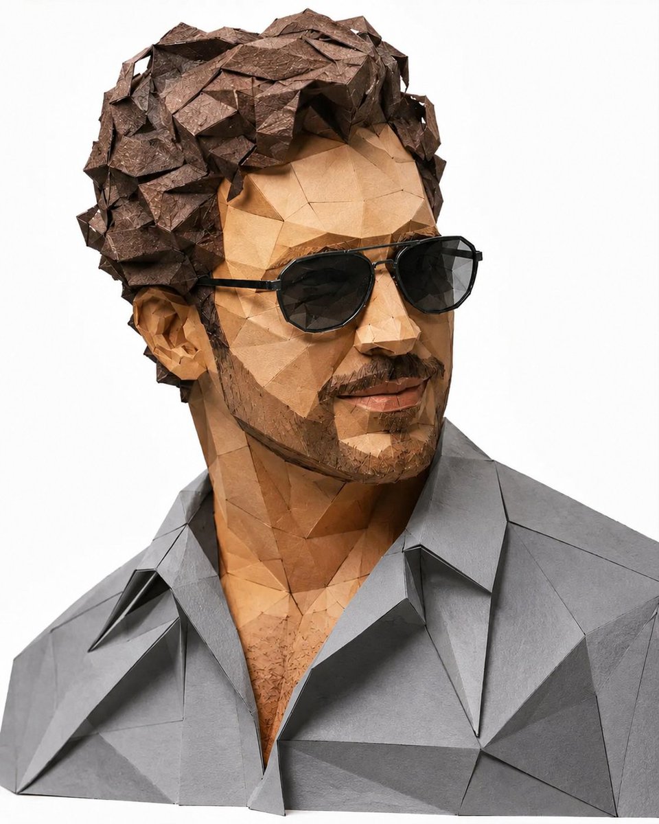 Low-Poly Origami Papercraft Portrait example 2