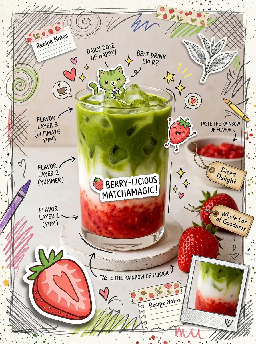 Kawaii Cafe Food Scrapbook Poster