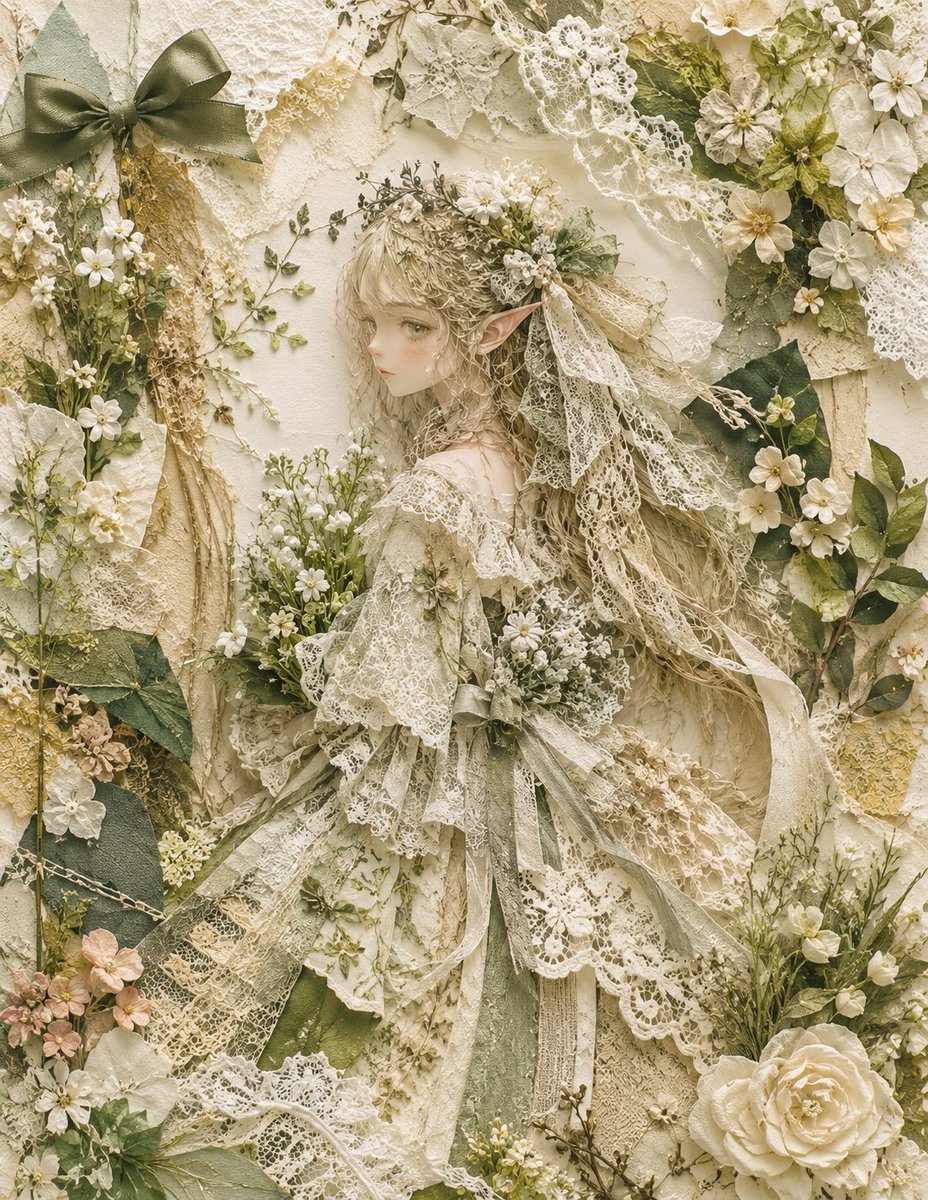 Textile Collage Elf Maiden