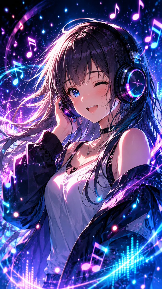 Neon Anime DJ Girl