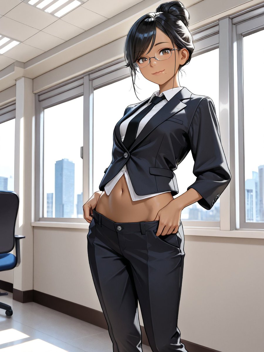 Anime Businesswoman in Bright Office