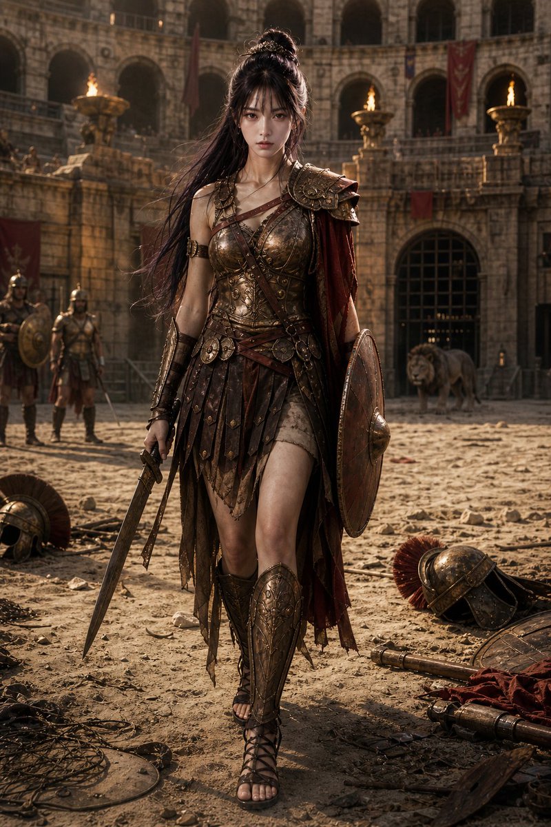 Female Gladiator in Roman Arena