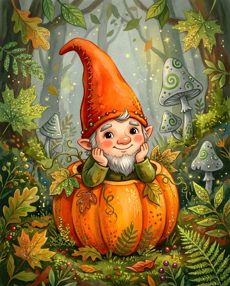 Sample output image for Whimsical Gnome Pumpkin Illustration
