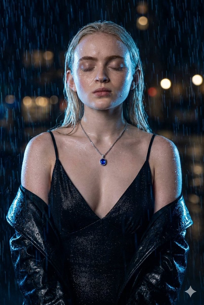 Sample output image for Cinematic Rain Night Portrait
