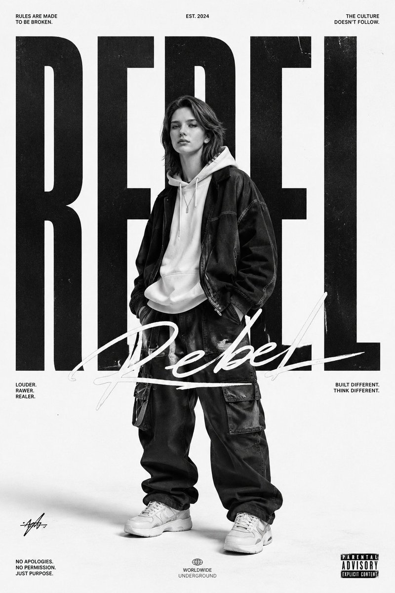 Monochrome Streetwear Editorial Poster
