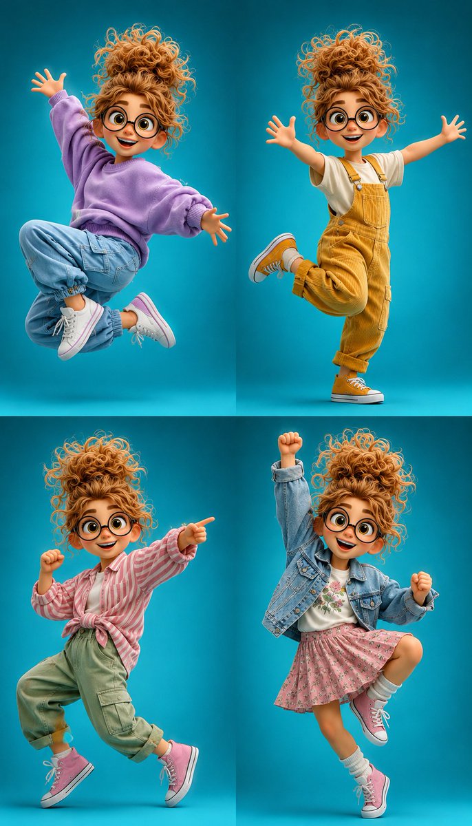 3D Cartoon Character Pose Sheet