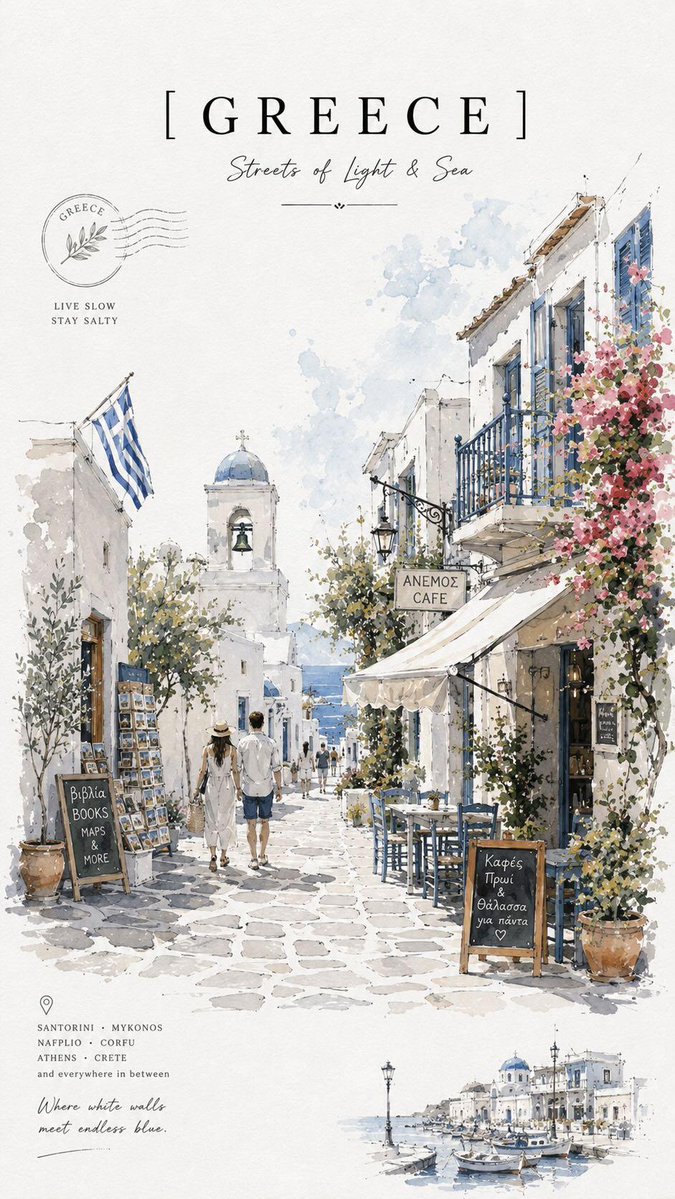 Vintage Watercolor Travel Posters example 2