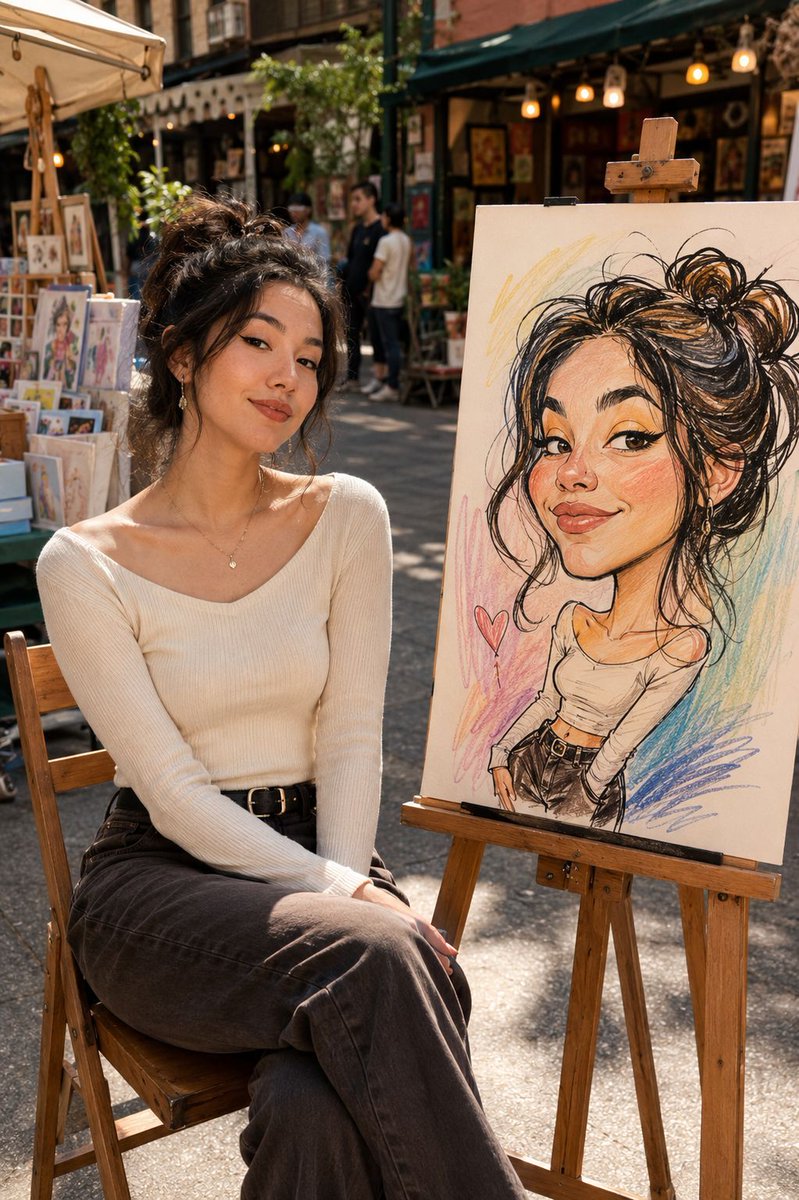 Urban Street Market Caricature Portrait