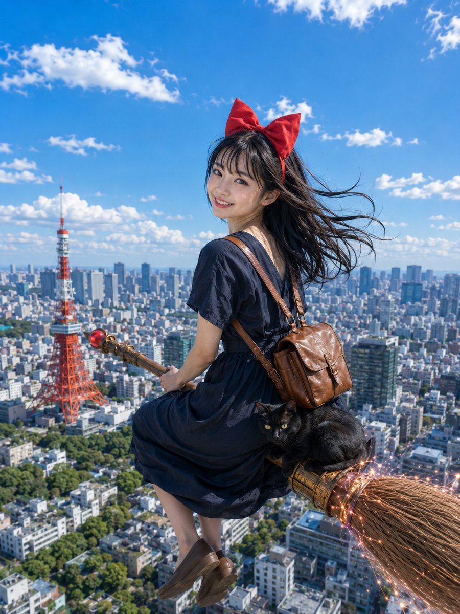Modern Witch Flying Over Tokyo 案例图