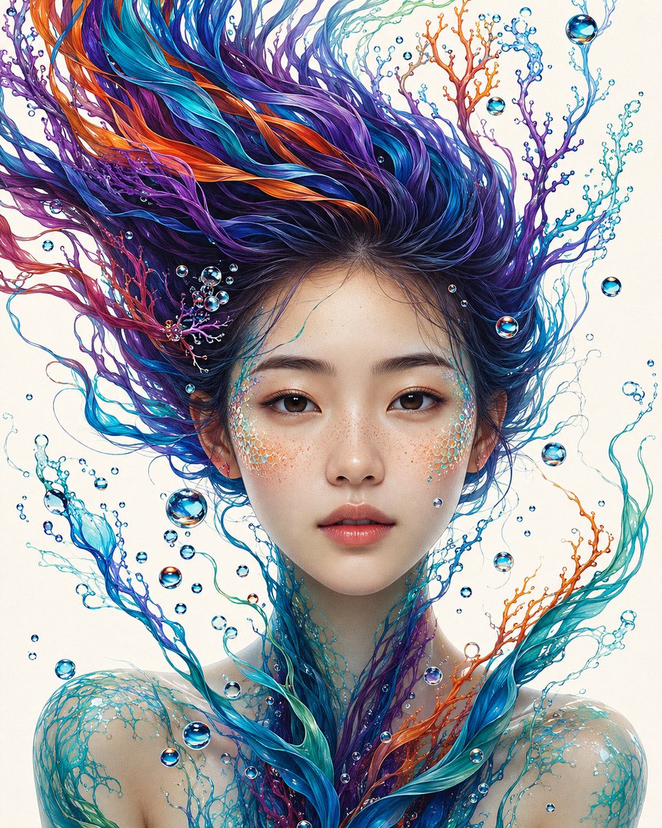 Water Spirit Fantasy Illustration 案例图