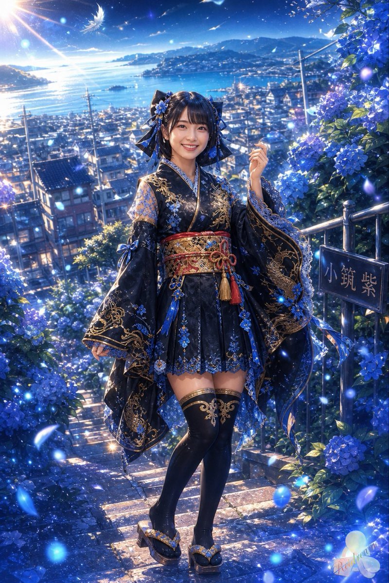 Blue Hydrangea Kimono Fantasy