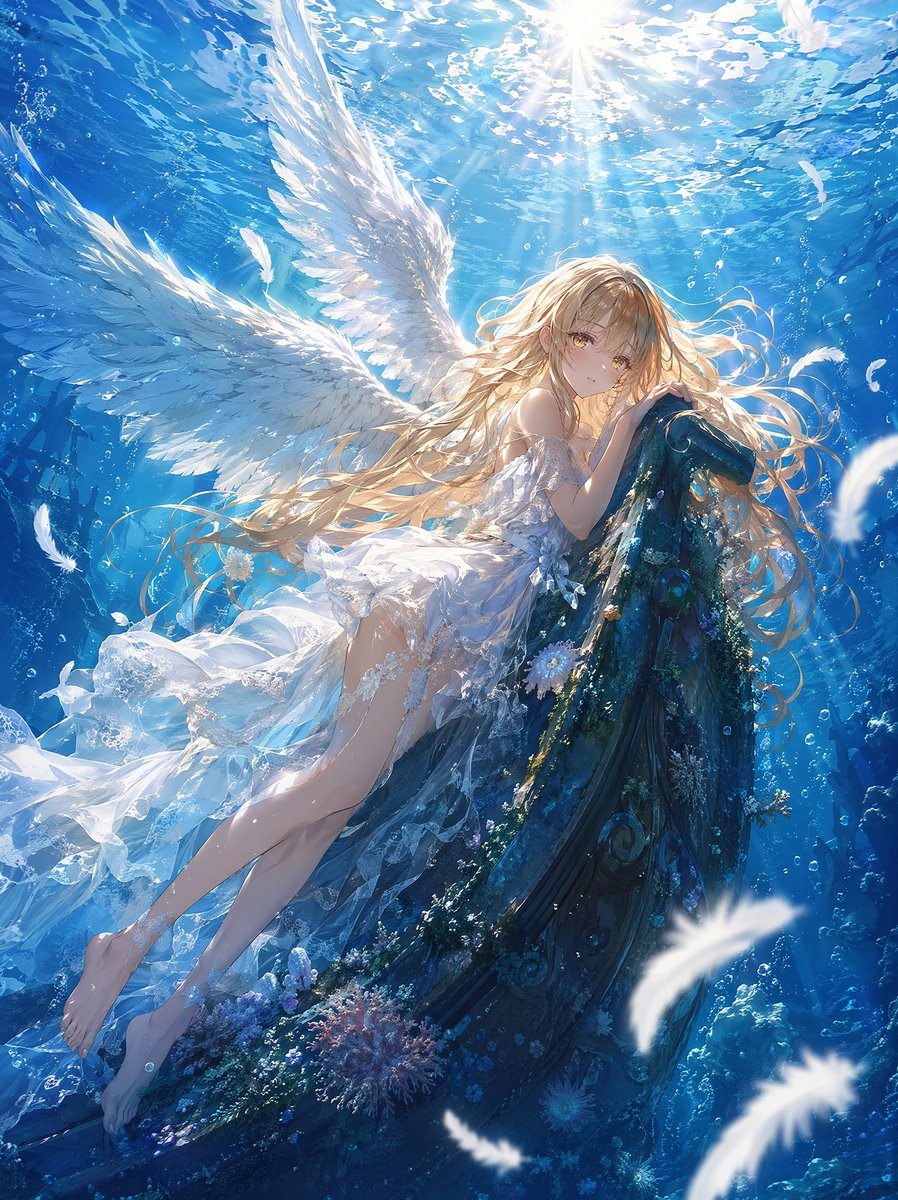Underwater Angel Fantasy Illustration