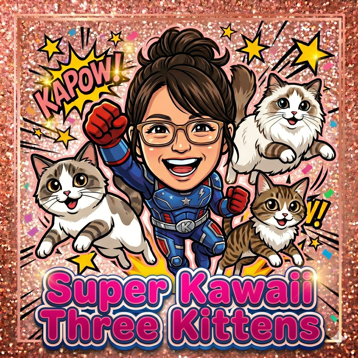 Super Kawaii Three Kittens Poster