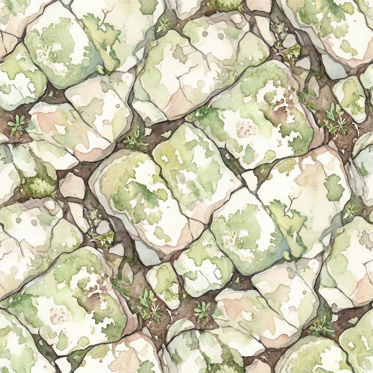 Seamless Watercolor Stone Path Tile