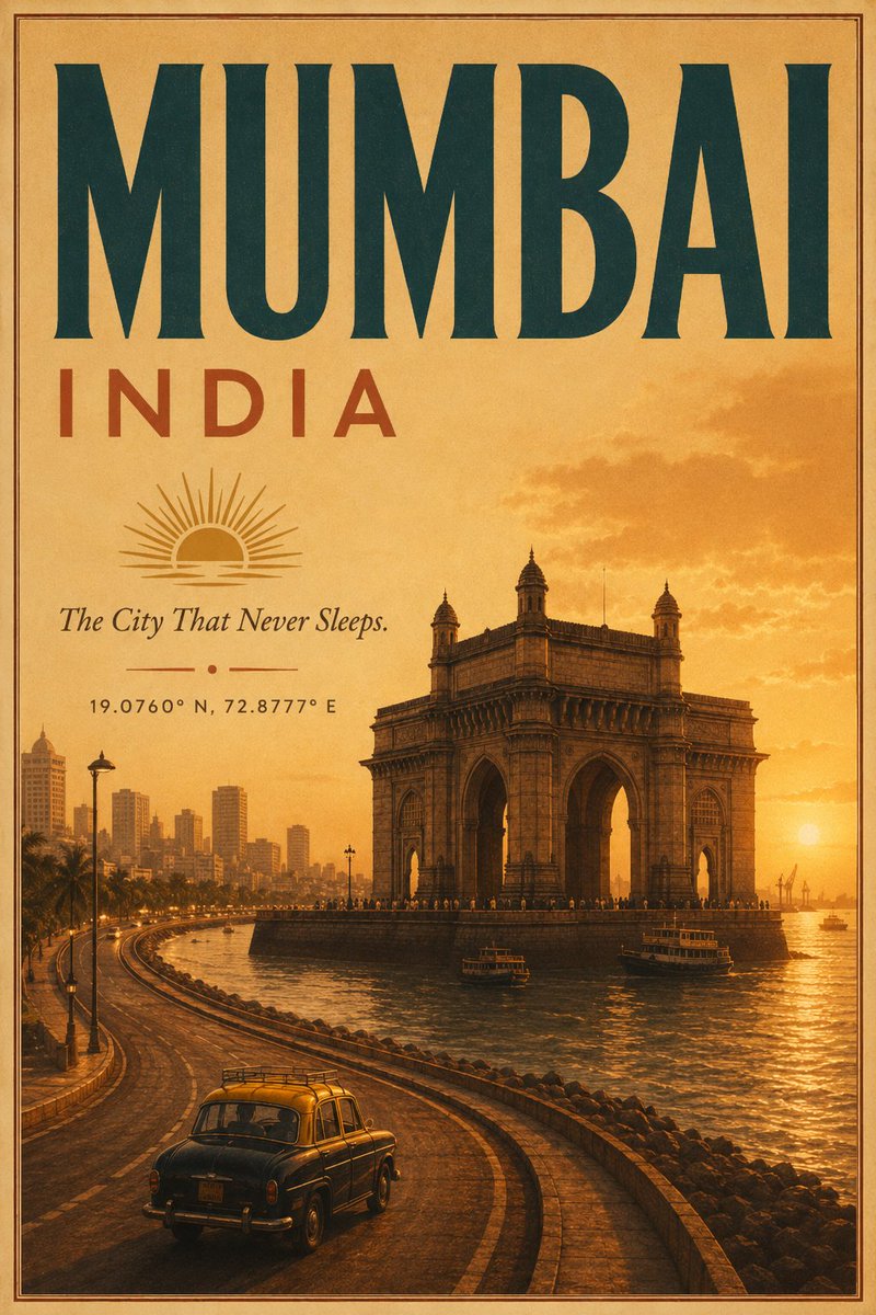 Vintage Mumbai Travel Poster
