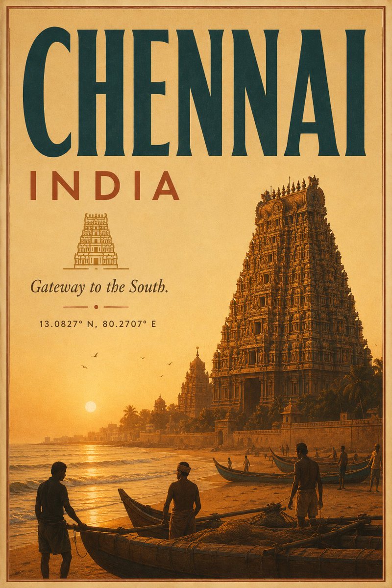 Vintage Chennai Travel Poster