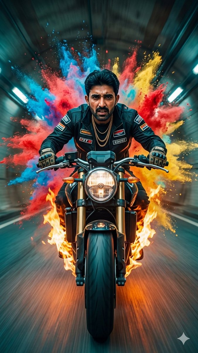 Cinematic Biker Powder Explosion