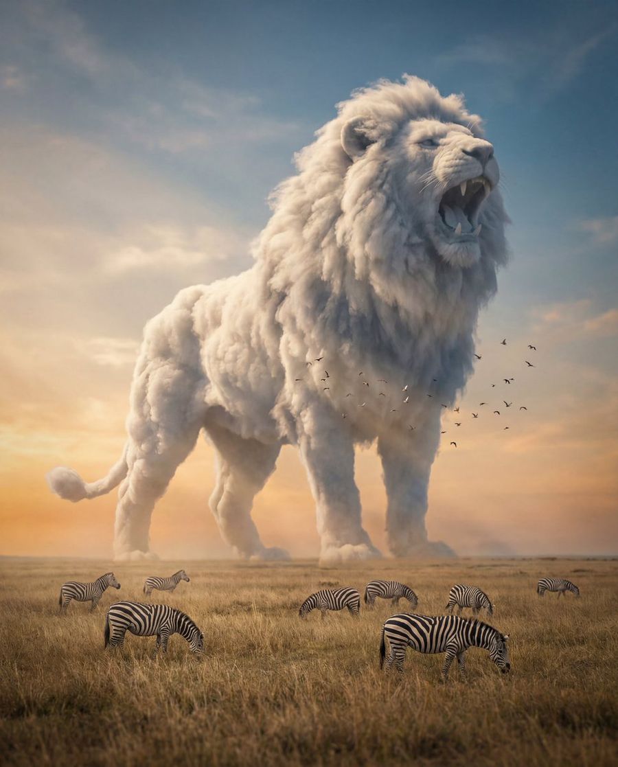 Photographie majestueuse de nuages en forme d'éléphant