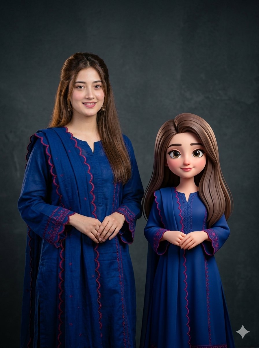 Sample output image for Woman with 3D Cartoon Miniature