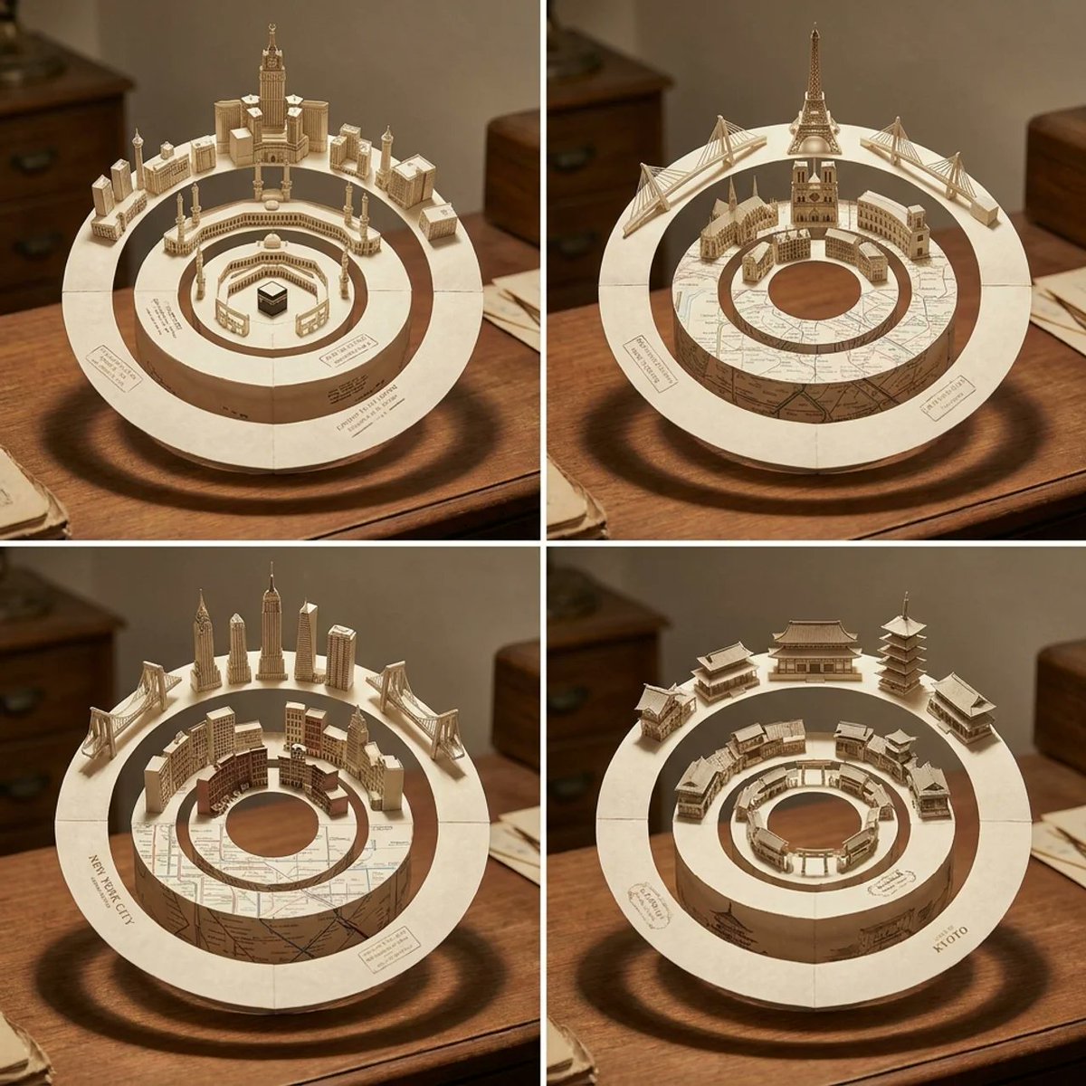 Sample output image for Concentric Papercraft City Installation