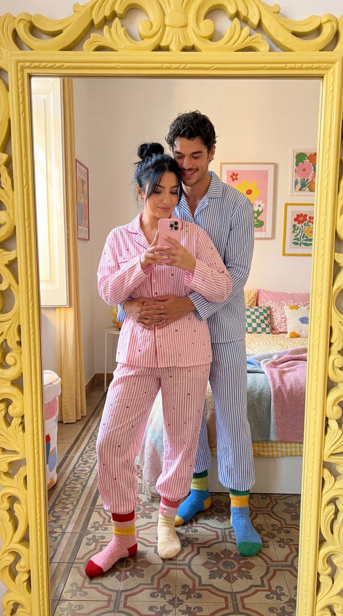 Sample output image for Matching Pajamas Mirror Selfie