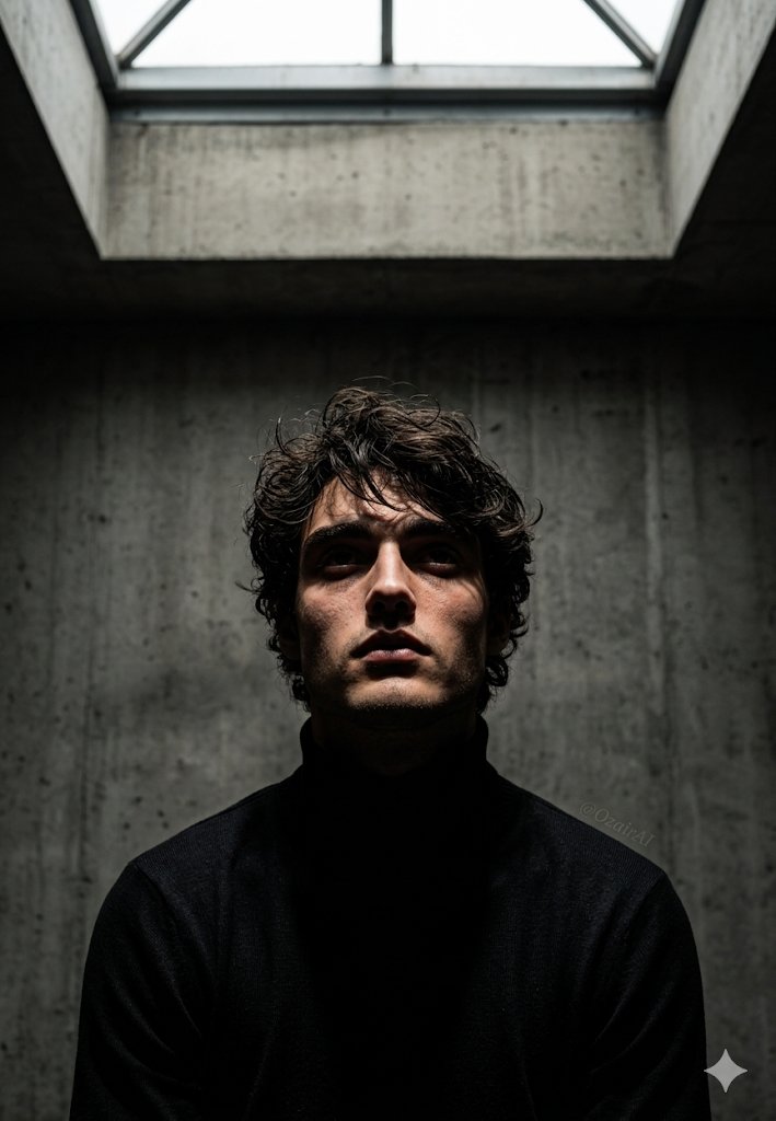 Sample output image for Industrial Brutalist Documentary Portrait
