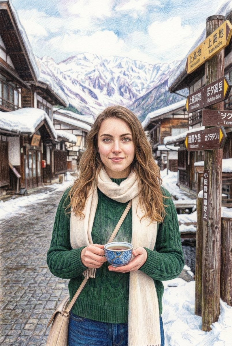 Sample output image for Snowy Japanese Village Winter Illustration