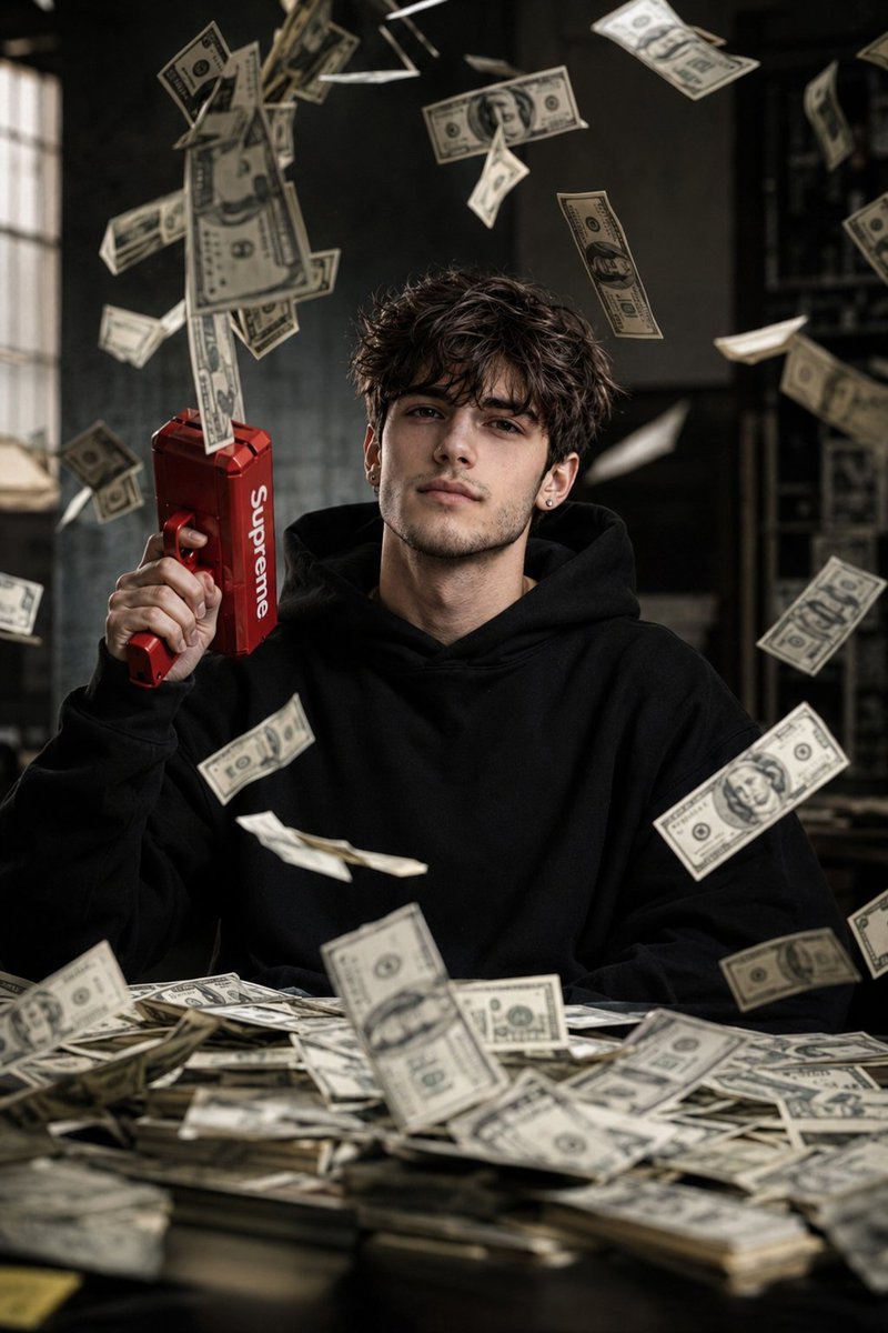 Cinematic Raining Money Portrait