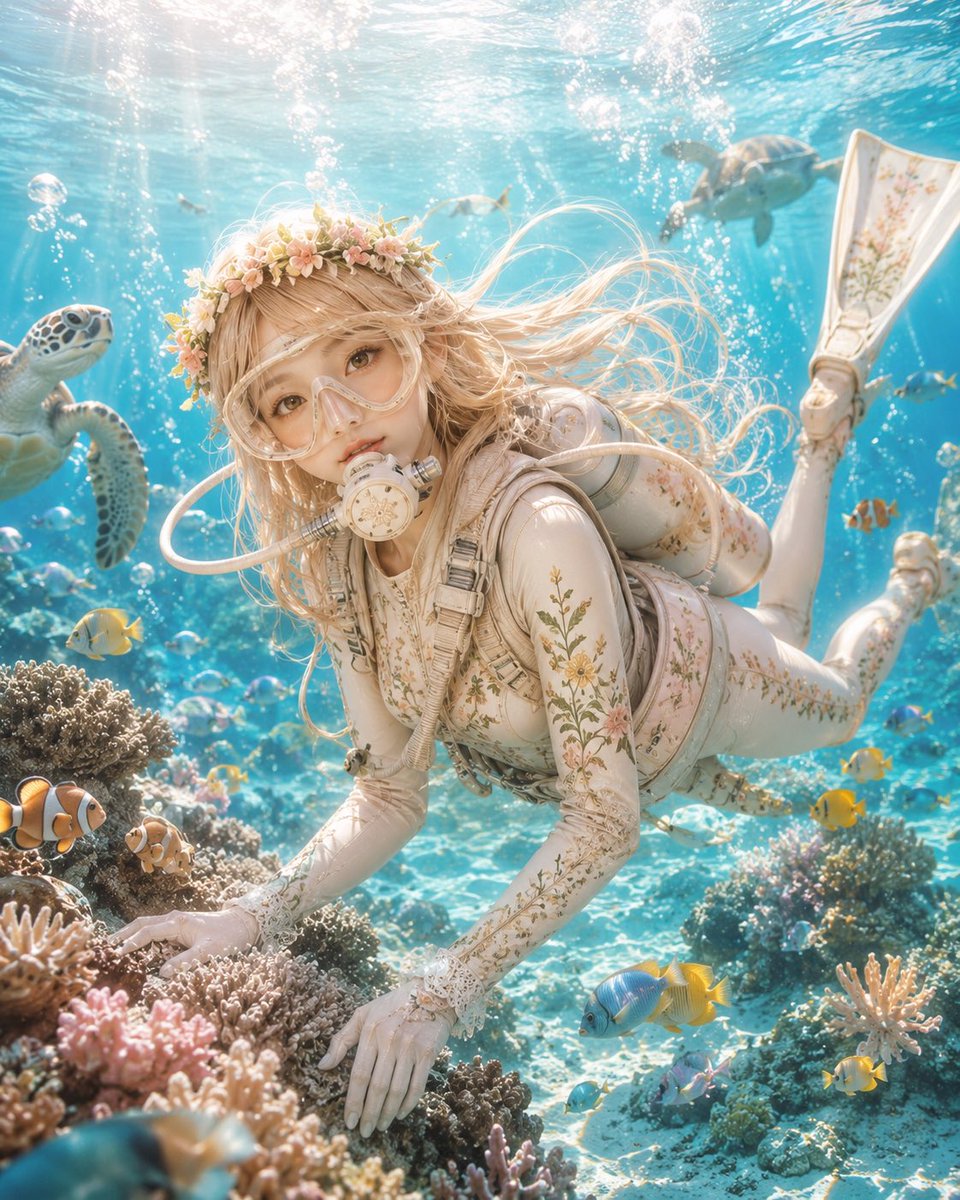Anime Scuba Diving Character Portrait reference image 1