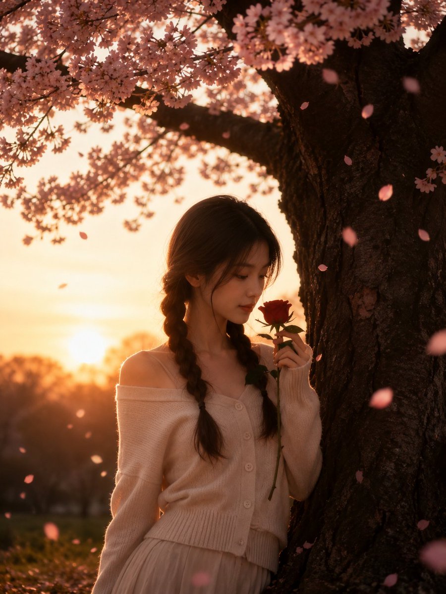 Cinematic Cherry Blossom Portrait example 2
