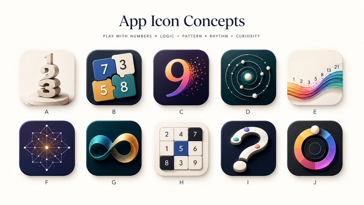 Number Puzzle App Icon Concepts