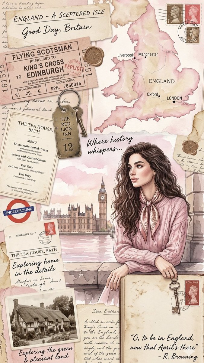 Infographic / Edu Visual - Vintage England Travel Scrapbook - Image 1