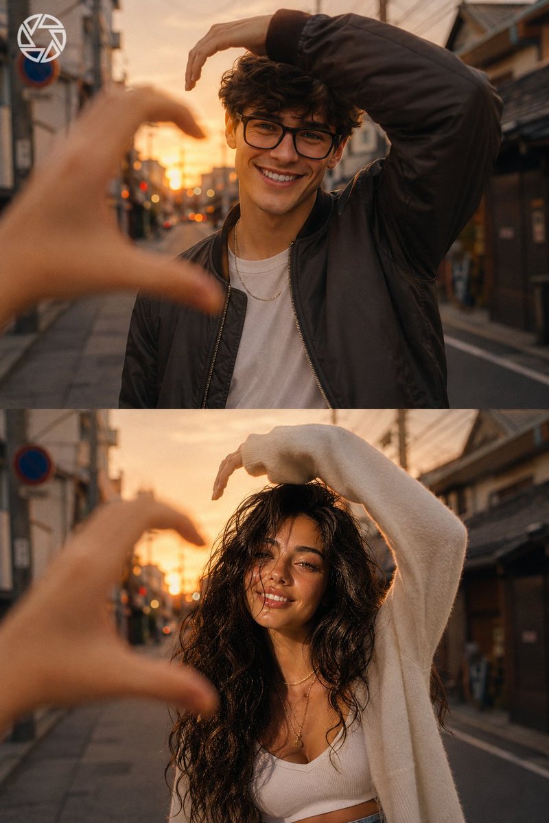 Cinematic Sunset Heart-Pose Collage