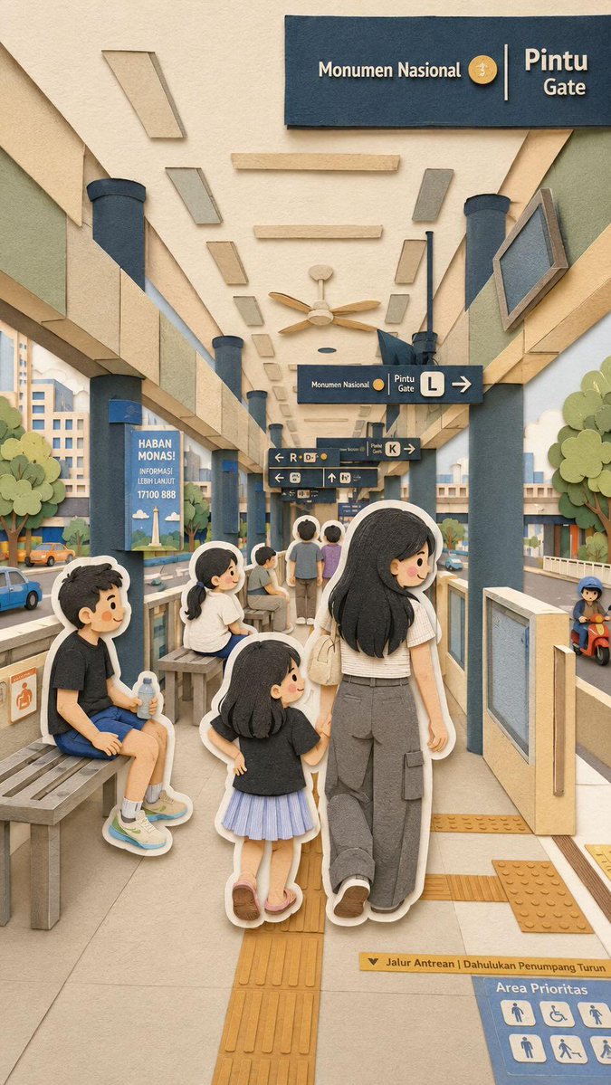 Kawaii Family Travel Paper-Cut Collage example 2