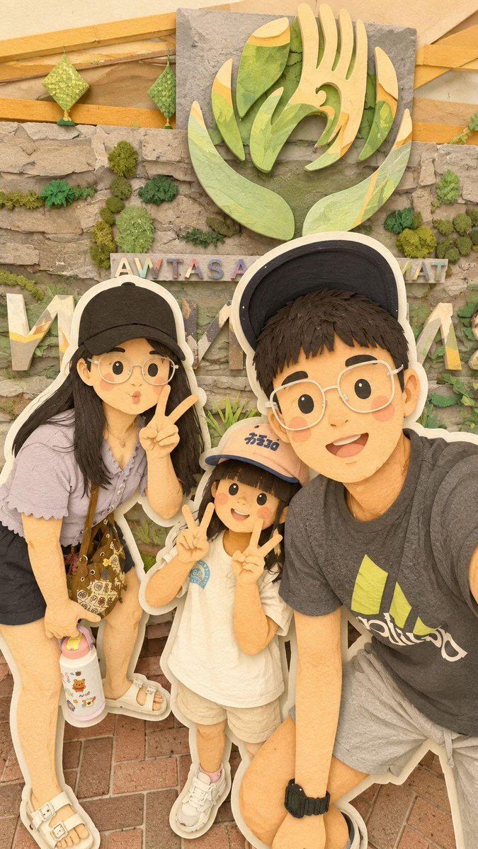 Kawaii Family Travel Paper-Cut Collage example 4