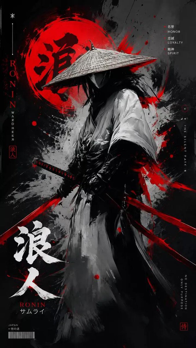 Dark Samurai Ink Wash Poster