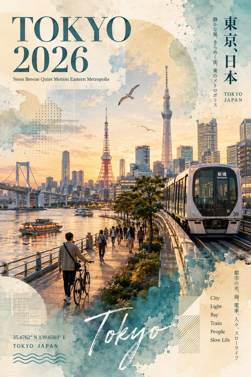 Tokyo Watercolor Travel Poster