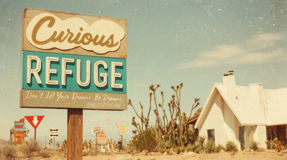 Vintage Desert Refuge Road Sign
